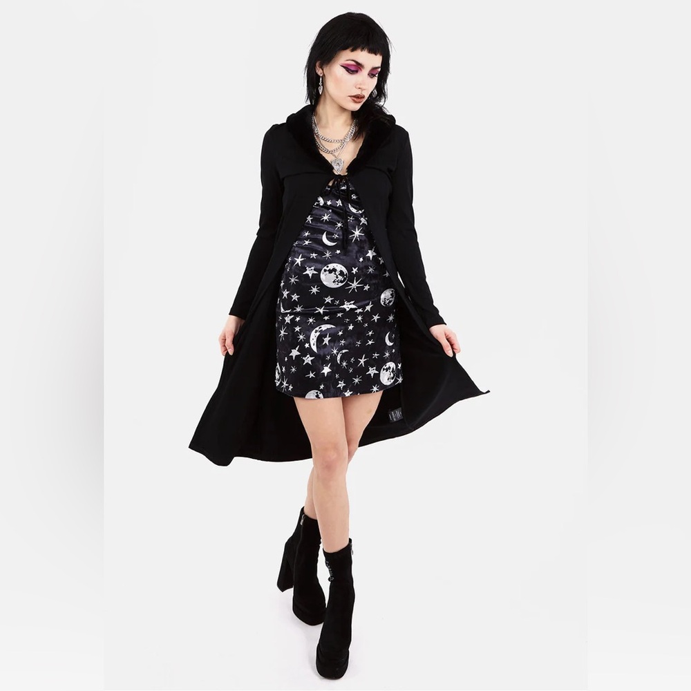 Disturbia Black Cardigan with Plush Collar